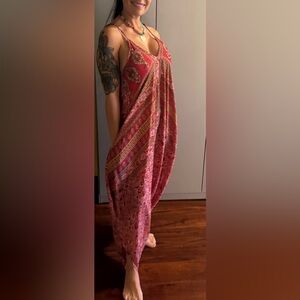 Elegant Red Paisley Maxi Dress pants yoga style